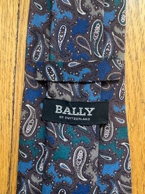 Bally Paisley Silk Tie in Blue, Teal & Brown